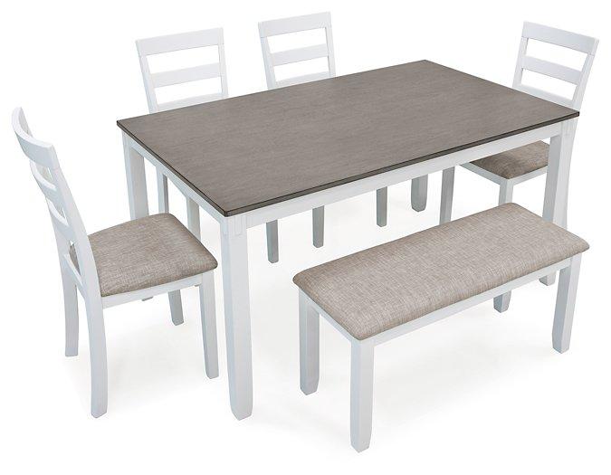 Stonehollow Dining Table and Chairs with Bench (Set of 6) - MR ZEE FURNITURE