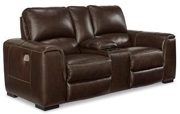 Alessandro Power Reclining Loveseat with Console - MR ZEE FURNITURE