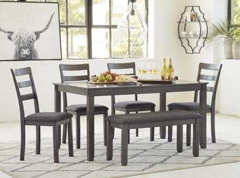 Bridson Dining Table and Chairs with Bench (Set of 6) - MR ZEE FURNITURE