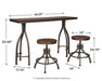 Odium Counter Height Dining Table and Bar Stools (Set of 3) - MR ZEE FURNITURE