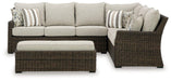 Brook Ranch Outdoor Sofa Sectional/Bench with Cushion (Set of 3) - MR ZEE FURNITURE