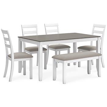 Stonehollow Dining Table and Chairs with Bench (Set of 6) - MR ZEE FURNITURE