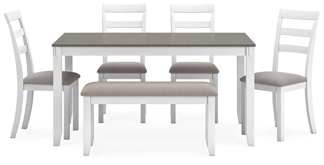 Stonehollow Dining Table and Chairs with Bench (Set of 6) - MR ZEE FURNITURE