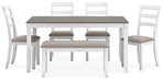 Stonehollow Dining Table and Chairs with Bench (Set of 6) - MR ZEE FURNITURE