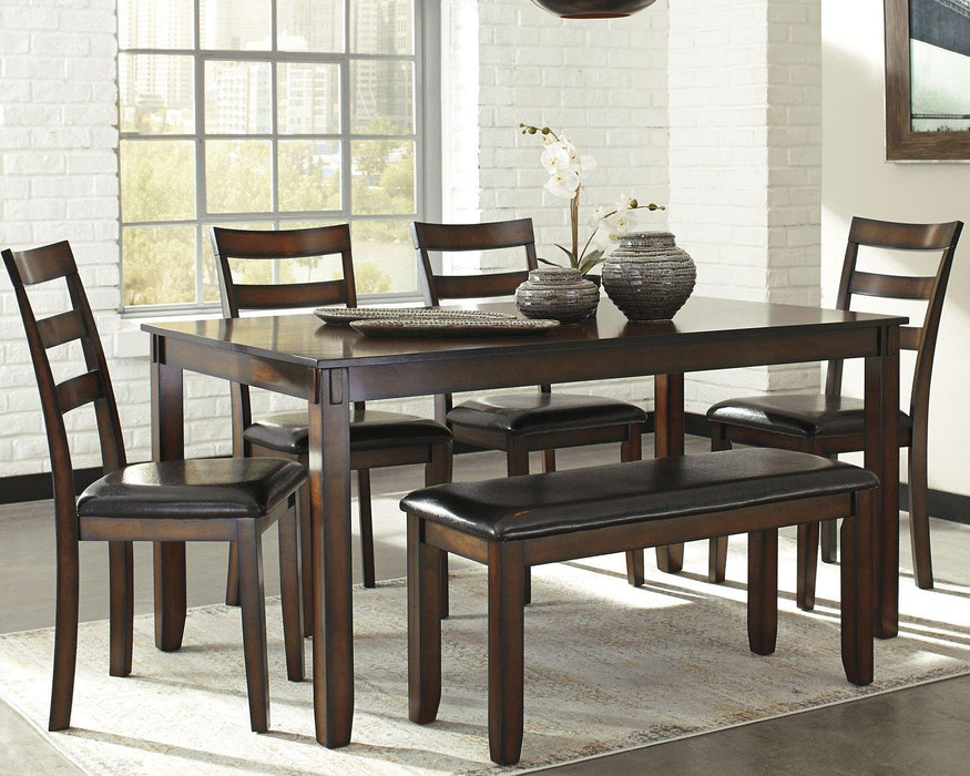 Coviar Dining Table and Chairs with Bench (Set of 6) - MR ZEE FURNITURE