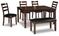 Coviar Dining Table and Chairs with Bench (Set of 6) - MR ZEE FURNITURE