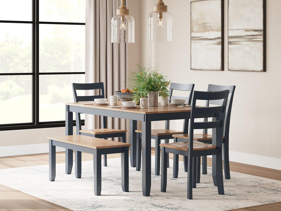 Gesthaven Dining Table with 4 Chairs and Bench (Set of 6) - MR ZEE FURNITURE