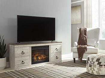 Willowton TV Stand with Electric Fireplace - MR ZEE FURNITURE