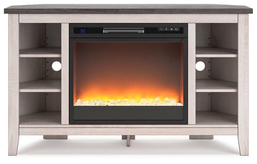 Dorrinson Corner TV Stand with Electric Fireplace - MR ZEE FURNITURE