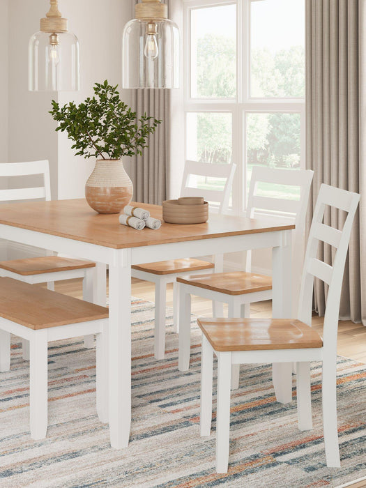 Gesthaven Dining Table with 4 Chairs and Bench (Set of 6) - MR ZEE FURNITURE