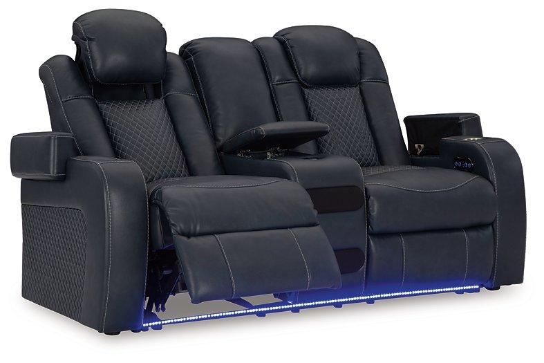 Fyne-Dyme Power Reclining Loveseat with Console - MR ZEE FURNITURE