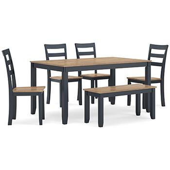 Gesthaven Dining Table with 4 Chairs and Bench (Set of 6) - MR ZEE FURNITURE