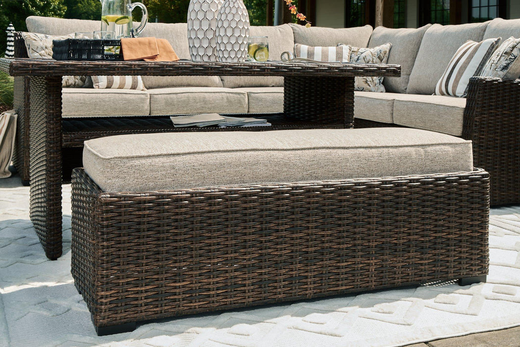 Brook Ranch Outdoor Sofa Sectional/Bench with Cushion (Set of 3) - MR ZEE FURNITURE