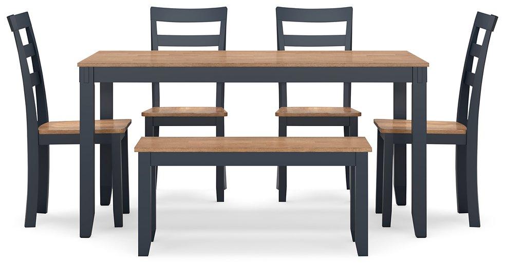 Gesthaven Dining Table with 4 Chairs and Bench (Set of 6) - MR ZEE FURNITURE