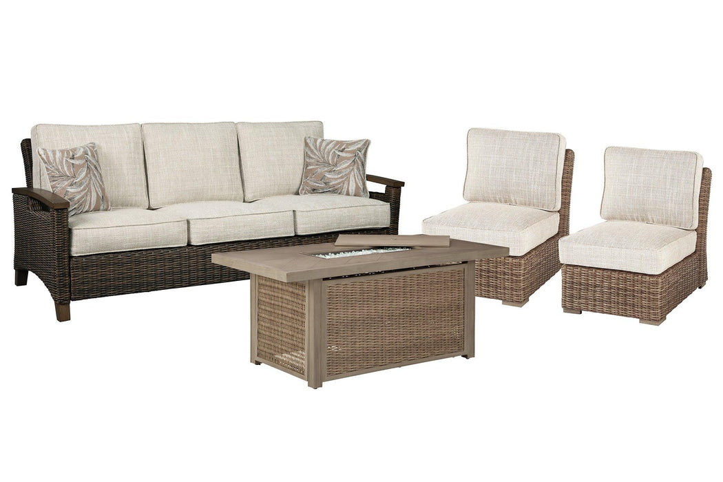 Beachcroft Outdoor Sofa, Lounge Chairs and Fire Pit - MR ZEE FURNITURE