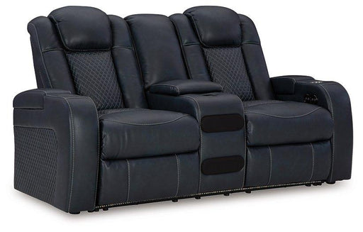 Fyne-Dyme Power Reclining Loveseat with Console - MR ZEE FURNITURE