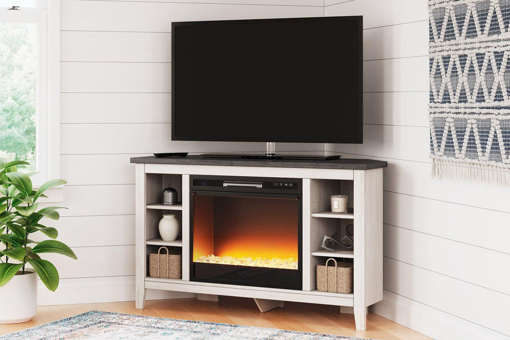 Dorrinson Corner TV Stand with Electric Fireplace - MR ZEE FURNITURE