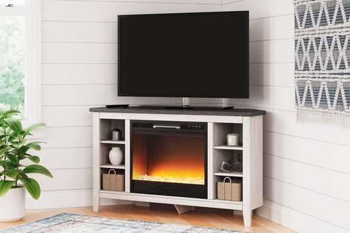 Dorrinson Corner TV Stand with Electric Fireplace - MR ZEE FURNITURE