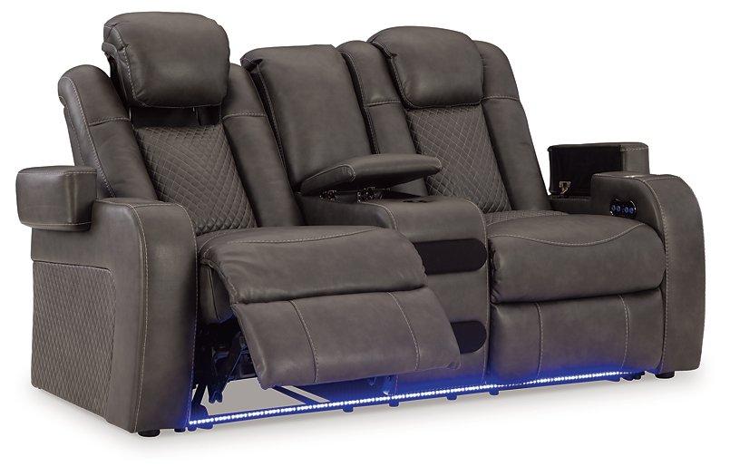 Fyne-Dyme Power Reclining Loveseat with Console - MR ZEE FURNITURE