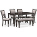 Langwest Dining Table and 4 Chairs and Bench (Set of 6) - MR ZEE FURNITURE