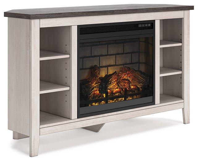 Dorrinson Corner TV Stand with Electric Fireplace - MR ZEE FURNITURE