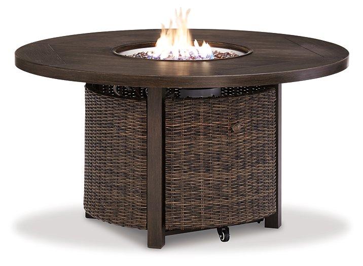 Paradise Trail Paradise Trail Fire Pit Table with 4 Nuvella Swivel Lounge Chairs - MR ZEE FURNITURE