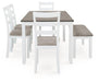 Stonehollow Dining Table and Chairs with Bench (Set of 6) - MR ZEE FURNITURE