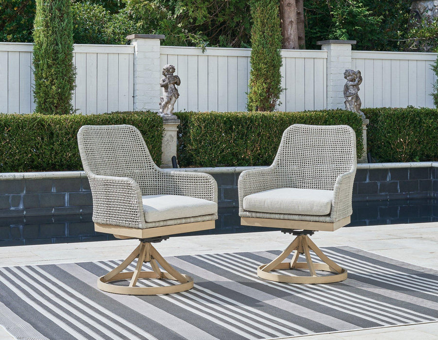 Seton Creek Outdoor Swivel Dining Chair (Set of 2) - MR ZEE FURNITURE