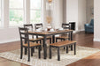 Gesthaven Dining Table with 4 Chairs and Bench (Set of 6) - MR ZEE FURNITURE