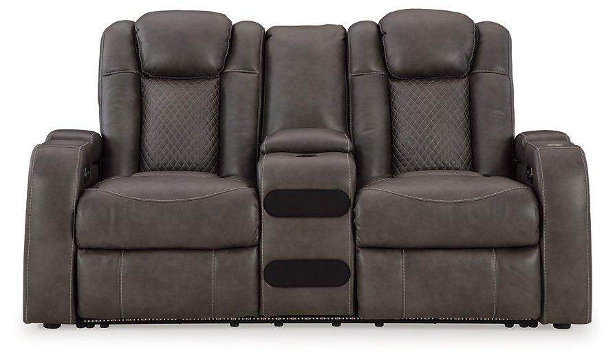 Fyne-Dyme Power Reclining Loveseat with Console - MR ZEE FURNITURE