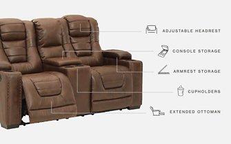 Owner's Box Power Reclining Loveseat with Console - MR ZEE FURNITURE