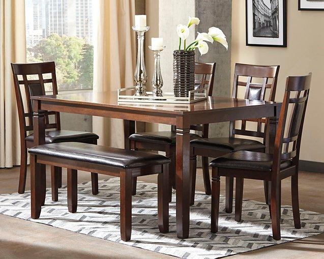 Bennox Dining Table and Chairs with Bench (Set of 6) - MR ZEE FURNITURE