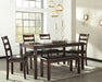 Coviar Dining Table and Chairs with Bench (Set of 6) - MR ZEE FURNITURE