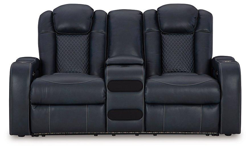 Fyne-Dyme Power Reclining Loveseat with Console - MR ZEE FURNITURE