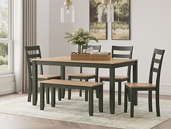 Gesthaven Dining Table with 4 Chairs and Bench (Set of 6) - MR ZEE FURNITURE