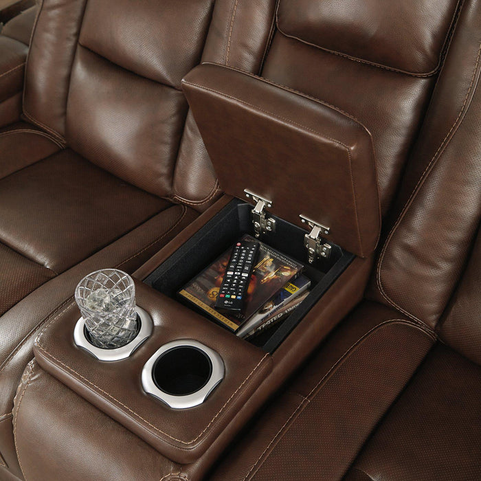 The Man-Den Power Reclining Loveseat with Console - MR ZEE FURNITURE