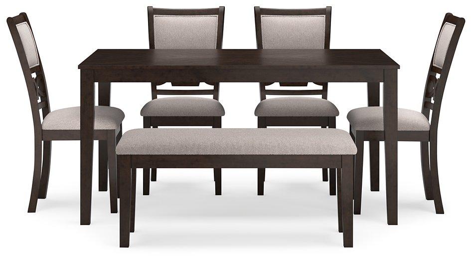 Langwest Dining Table and 4 Chairs and Bench (Set of 6) - MR ZEE FURNITURE