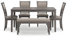 Wrenning Dining Table and 4 Chairs and Bench (Set of 6) - MR ZEE FURNITURE