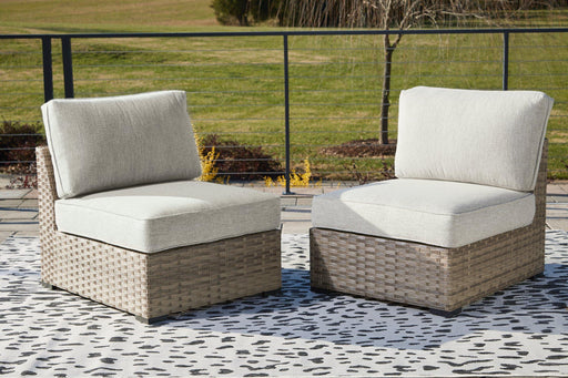 Calworth Outdoor Armless Chair with Cushion (Set of 2) - MR ZEE FURNITURE