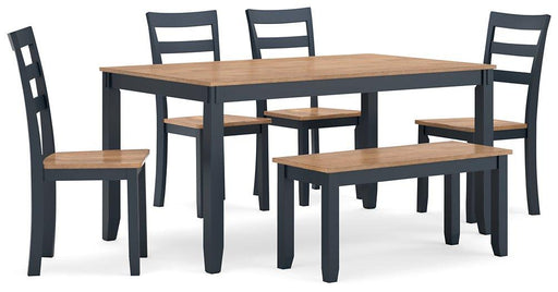 Gesthaven Dining Table with 4 Chairs and Bench (Set of 6) - MR ZEE FURNITURE