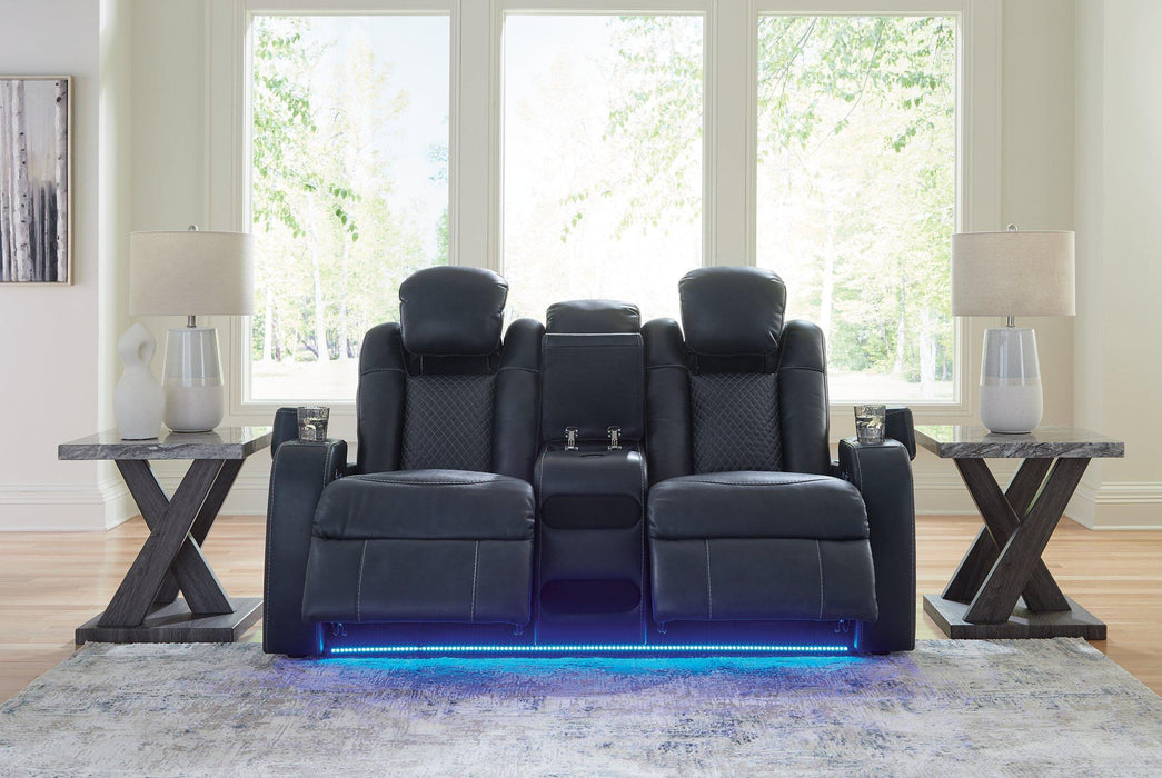 Fyne-Dyme Power Reclining Loveseat with Console - MR ZEE FURNITURE