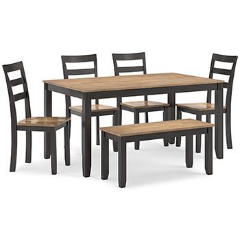 Gesthaven Dining Table with 4 Chairs and Bench (Set of 6) - MR ZEE FURNITURE