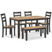 Gesthaven Dining Table with 4 Chairs and Bench (Set of 6) - MR ZEE FURNITURE