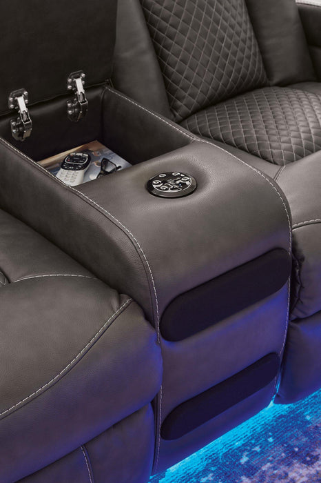 Fyne-Dyme Power Reclining Loveseat with Console - MR ZEE FURNITURE