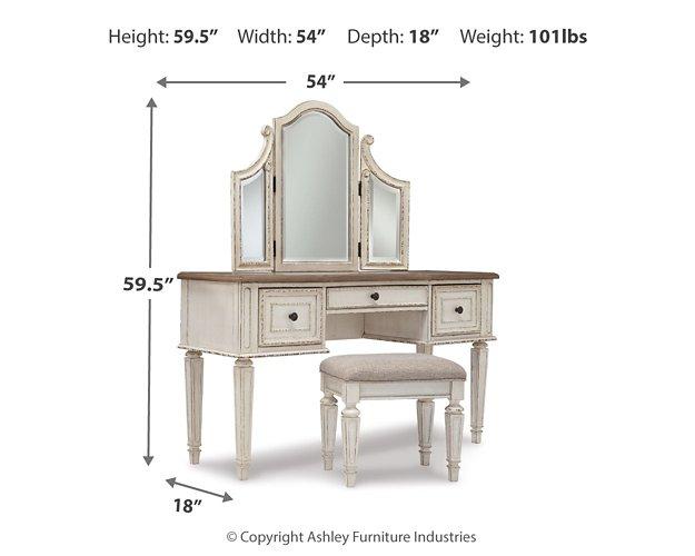 Realyn Vanity and Mirror with Stool - MR ZEE FURNITURE