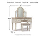 Realyn Vanity and Mirror with Stool - MR ZEE FURNITURE