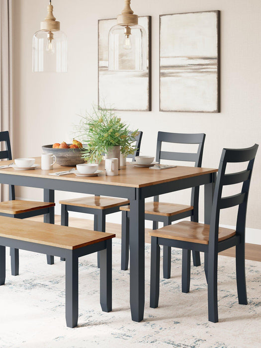 Gesthaven Dining Table with 4 Chairs and Bench (Set of 6) - MR ZEE FURNITURE