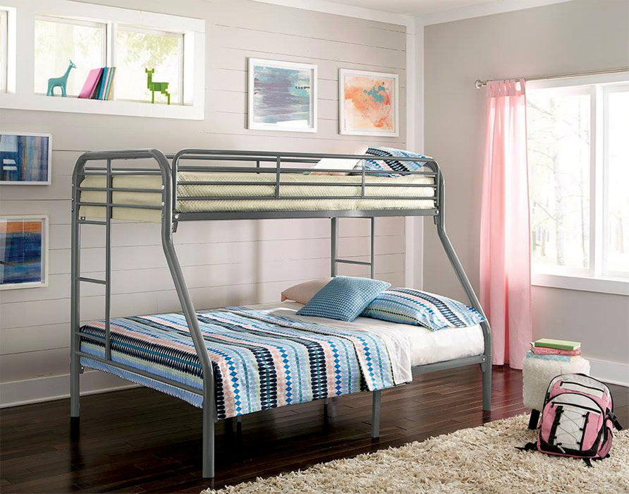 TWIN / FULL GREY TUBULAR METAL BUNKBED - S490 image