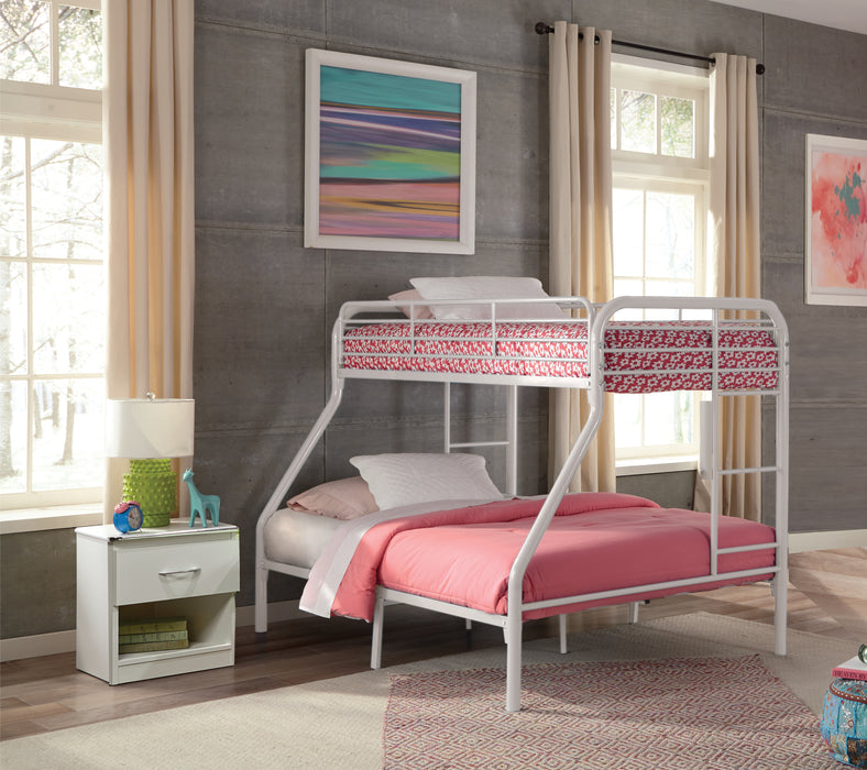 TWIN / FULL WHITE TUBULAR METAL BUNKBED - S494 image