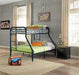 TWIN / FULL BLACK TUBULAR METAL BUNKBED - S495 image